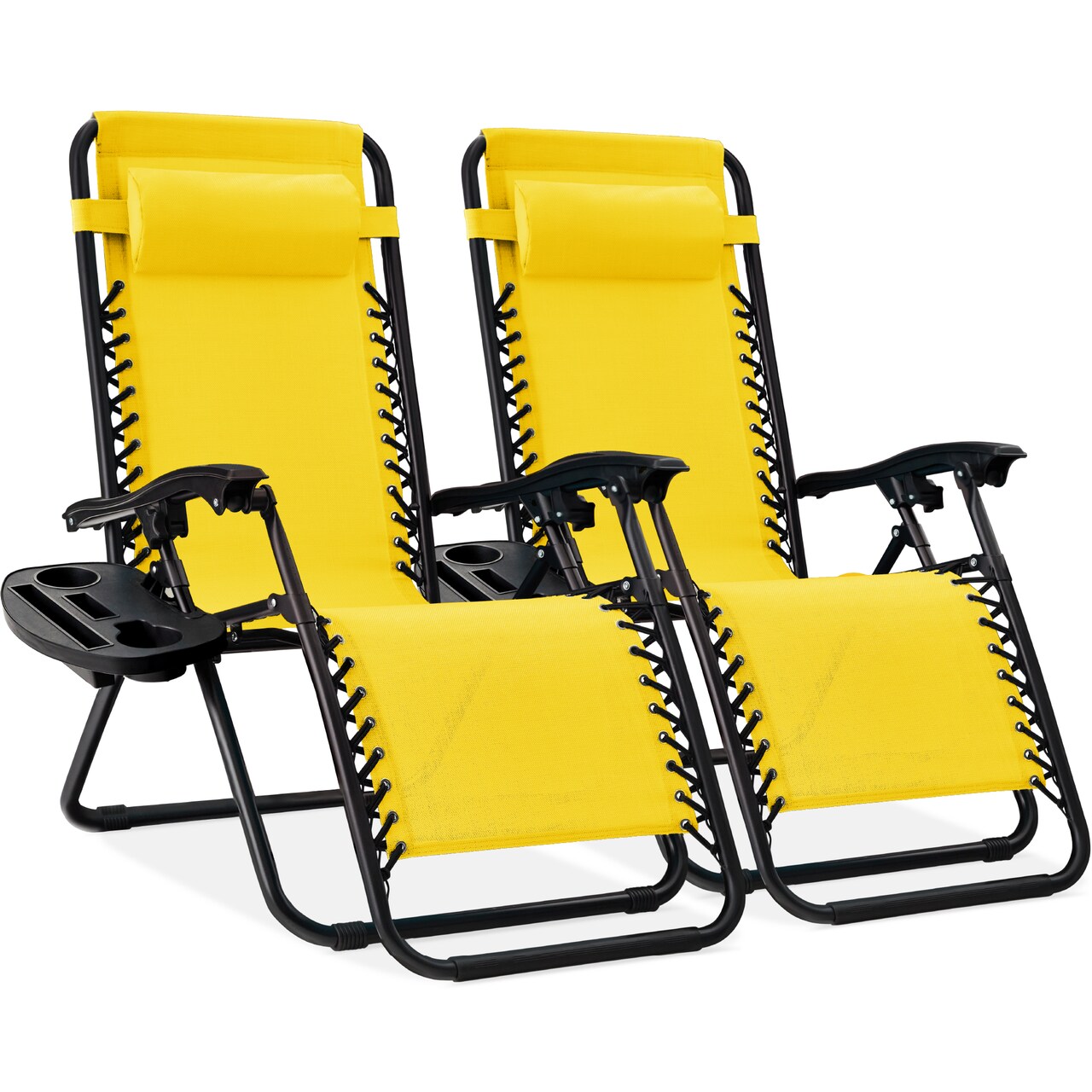 Best Choice Products Set of 2 Zero Gravity Lounge Chair Recliners for Patio, Pool w/ Cup Holder Tray